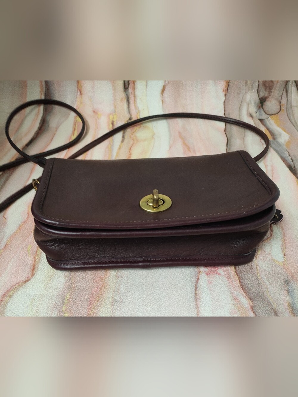 RARE Vintage Coach 9385 Shoulder Purse Kisslock Burgundy - Picture 9 of 14